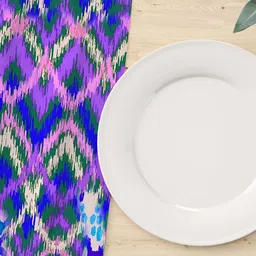 HOMADORN Blue & red Abstract 4 Seater Table Runner image 2