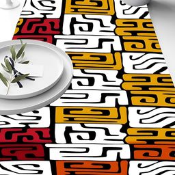 HOMADORN Red & Yellow Self Design 4 Seater Table Runner image 3