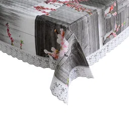 Dakshya Industries Grey & White Printed 6-Seater Table Cover image 4