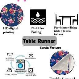 HOMADORN Blue & Red Floral Table Runner image 3