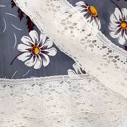 Stylista Grey & White Floral Waterproof Oval 12 Seater Table Cover image 4