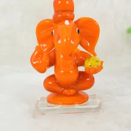 NMII Orange & Yellow Lord Ganesha Religious Idol Showpiece-34