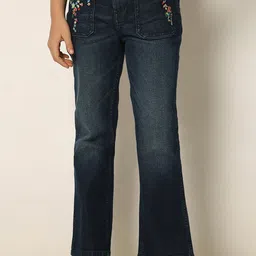 Vero Moda Girls Bootcut Mid-Rise Clean Look Embroidered Stretchable Jeans-image-14