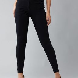 DOLCE CRUDO Women Skinny Fit High-Rise Heavy Fade Stretchable Jeans-image-86