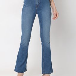 Vero Moda Women Bootcut High-Rise Heavy Fade Stretchable Jeans-image-73