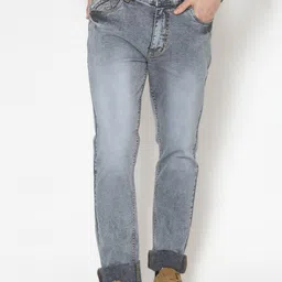 Allen Cooper Men Grey Slim Fit Heavy Fade Stretchable Jeans-image-80