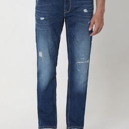 Mufti Men Slim Fit Low Distress Heavy Fade Jeans-picture-40