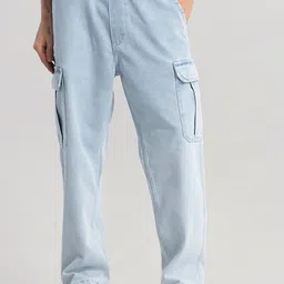 Snitch Men Relaxed Fit Heavy Fade Cotton Cargo Style Jeans-image-37
