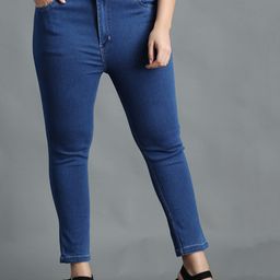 POMPOUS Women Navy Blue Slim Fit High-Rise Stretchable Jeans-image-55