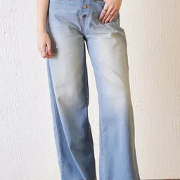 Antheaa Blue Women Comfort Relaxed Fit High-Rise Low Distress Heavy Fade Stretchable Jeans-image-55
