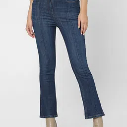 Vero Moda Women Bootcut High-Rise Dark Shade Clean Look Stretchable Jeans-image-29