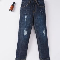 Ed-a-Mamma Boys Blue Mildly Distressed Light Fade Stretchable Jeans-image-37