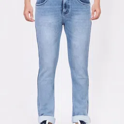 HJ HASASI Men Blue Low Distress Light Fade Stretchable Jeans-picture-10
