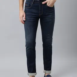 Woodland Men Blue Low Distress Light Fade Stretchable Jeans-picture-7