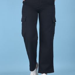 Crimsoune Club Women Mid-Rise Wide Leg Stretchable Cargo Jeans-image-74
