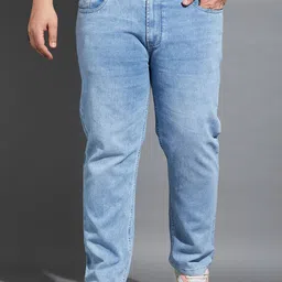 bigbanana Men Plus Size Mid-Rise Clean Look Light Fade Stretchable Jeans-14
