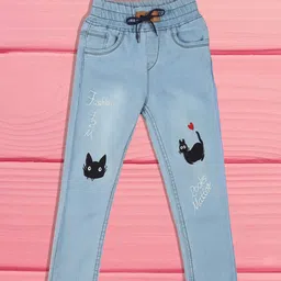 F2M Unisex Kids Low Distress Light Fade Embroidered Stretchable Jeans-image-102