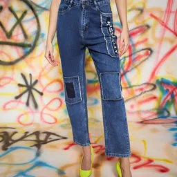 KASSUALLY Women Blue Skinny Fit Patch Work Comfort Clean Look Jeans-image-58