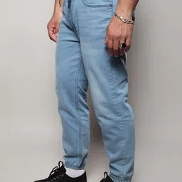 Instafab Plus Size Men Blue Jean Relaxed Fit Light Fade Cotton Jeans image 2