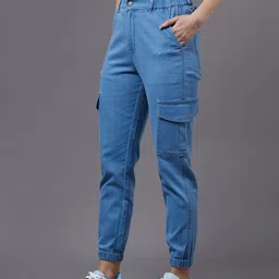 Miss Chase Women High-Rise Stretchable Light Weight Denim Joggers-21