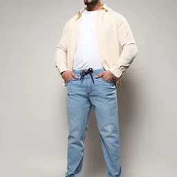 Instafab Plus Size Men Blue Jean Relaxed Fit Light Fade Cotton Jeans image 5