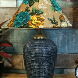 foziq Grey & Beige Printed Metal Table Lamp-14