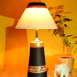 AAKRITI ART CREATIONS Black & White Handcrafted Table Lamp-52