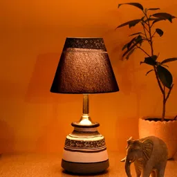 AAKRITI ART CREATIONS Black & White Handcrafted Table Lamp-53