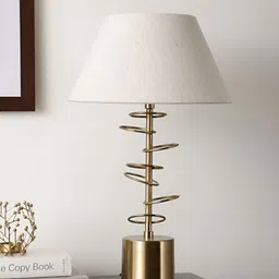 Decor de Maison Gold-Toned & White Aluminium Cylindrical Shaped Table Lamp-28