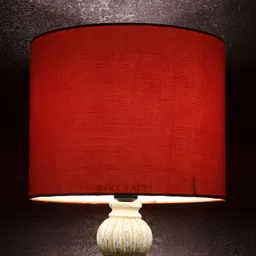 BTR CRAFTS Orange Cotton Traditional Cylnder Shape Table Lamp-image-49