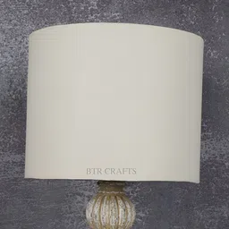 BTR CRAFTS Cream Coloured Cotton Traditional Cylinder Table Lamp-4