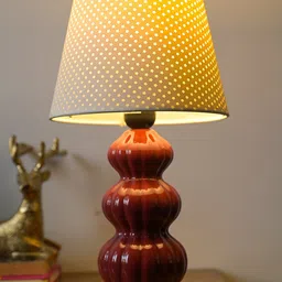 MARKET99 White & Brown Textured Ceramic Table Lamp-13