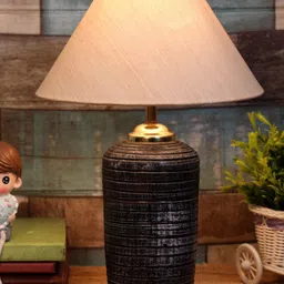 foziq Grey & White Printed Terracotta Table Lamps-24