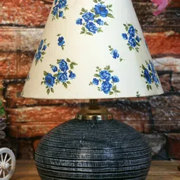 Foziq Grey & White Solid Terracotta Table Lamps With Shade-35