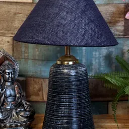 foziq Grey & Blue Terracotta Textured Table Lamps-33