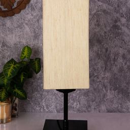 Devansh Off White Rectangle Cotton Shade Table Lamp with Iron Base-52