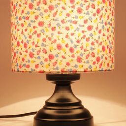 Devansh Multicolor Cotton Shade Table Lamp With Black Base-58