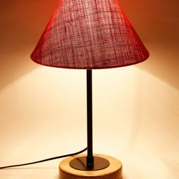 Devansh Pink Jute Shade Table Lamp with Wood Base-4