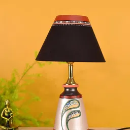 AAKRITI ART CREATIONS Black Printed Table Lamp with Shade-39