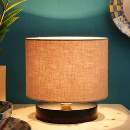 Devansh Grey & Black Table Lamp with Shade-25