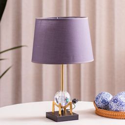 THEDECORKART Purple & Gold Toned Metal Frustum Table Lamp-15