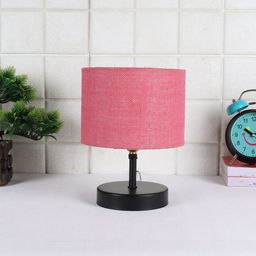 Devansh Pink & Black Iron Table Lamp with Jute Shade-14