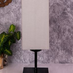 Devansh Square Grey Cotton Shade Table Lamp with Iron Base-17