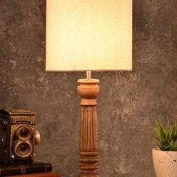 green girgit Brown Solid Table Lamp With Cotton Shade-16