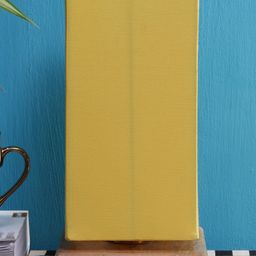 Devansh Yellow Cotton Shade With Square Wood Base-3