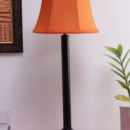 Devansh Orange & Black Solid Cotton Shade Table Lamp-42