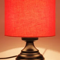 Devansh Orange Cotton Shade Table Lamp With Base-37
