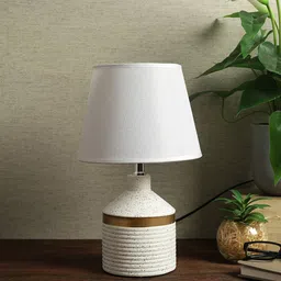 House Of Accessories White Textured Ceramic Table Lamp-image-32