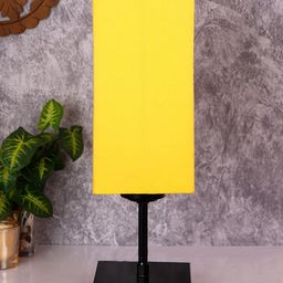 Devansh Yellow Square Cotton Shade Table Lamp with Iron Base-47