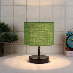 Devansh Green Iron Table Lamp with Jute Shade-42